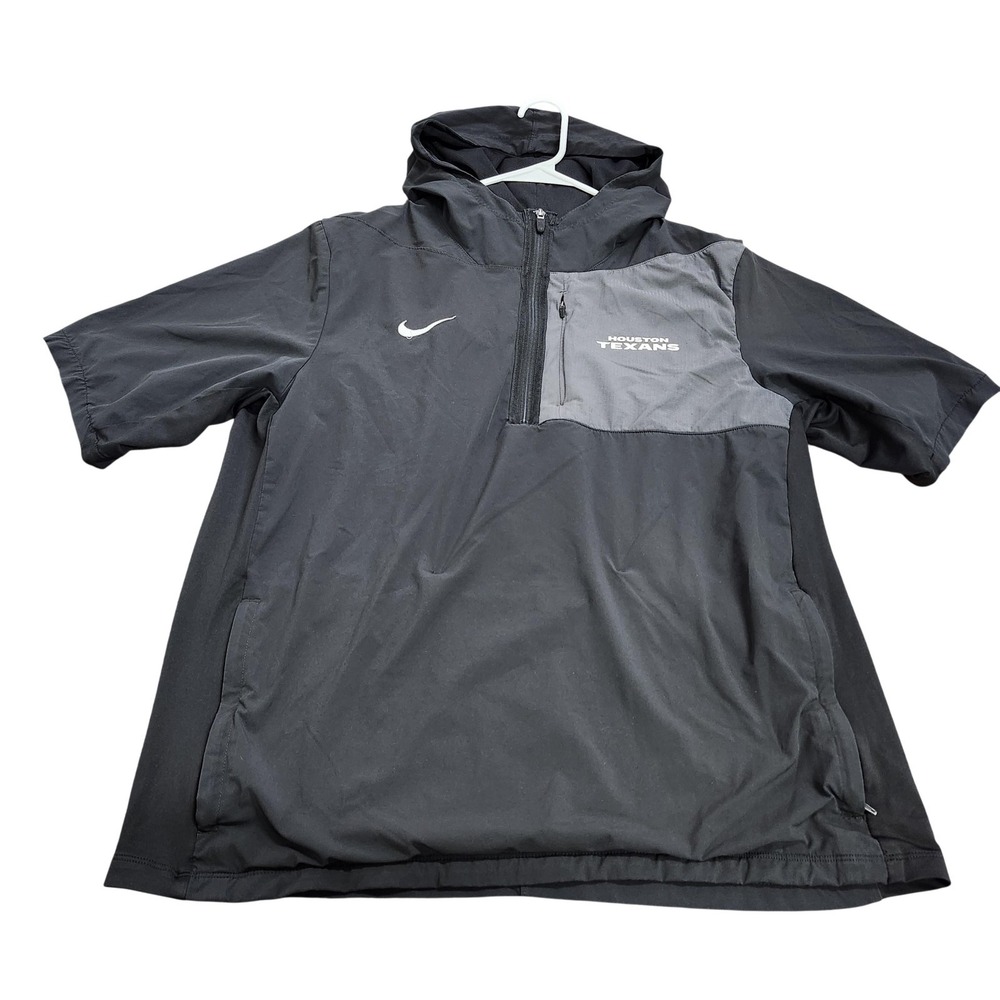 Houston Texans Jacket Mens XL Black NFL Football Nike Zip Short Sleeve Hooded